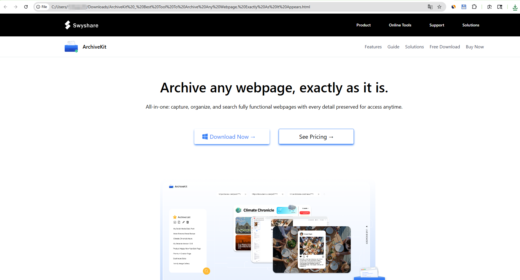 open save page we saved page
