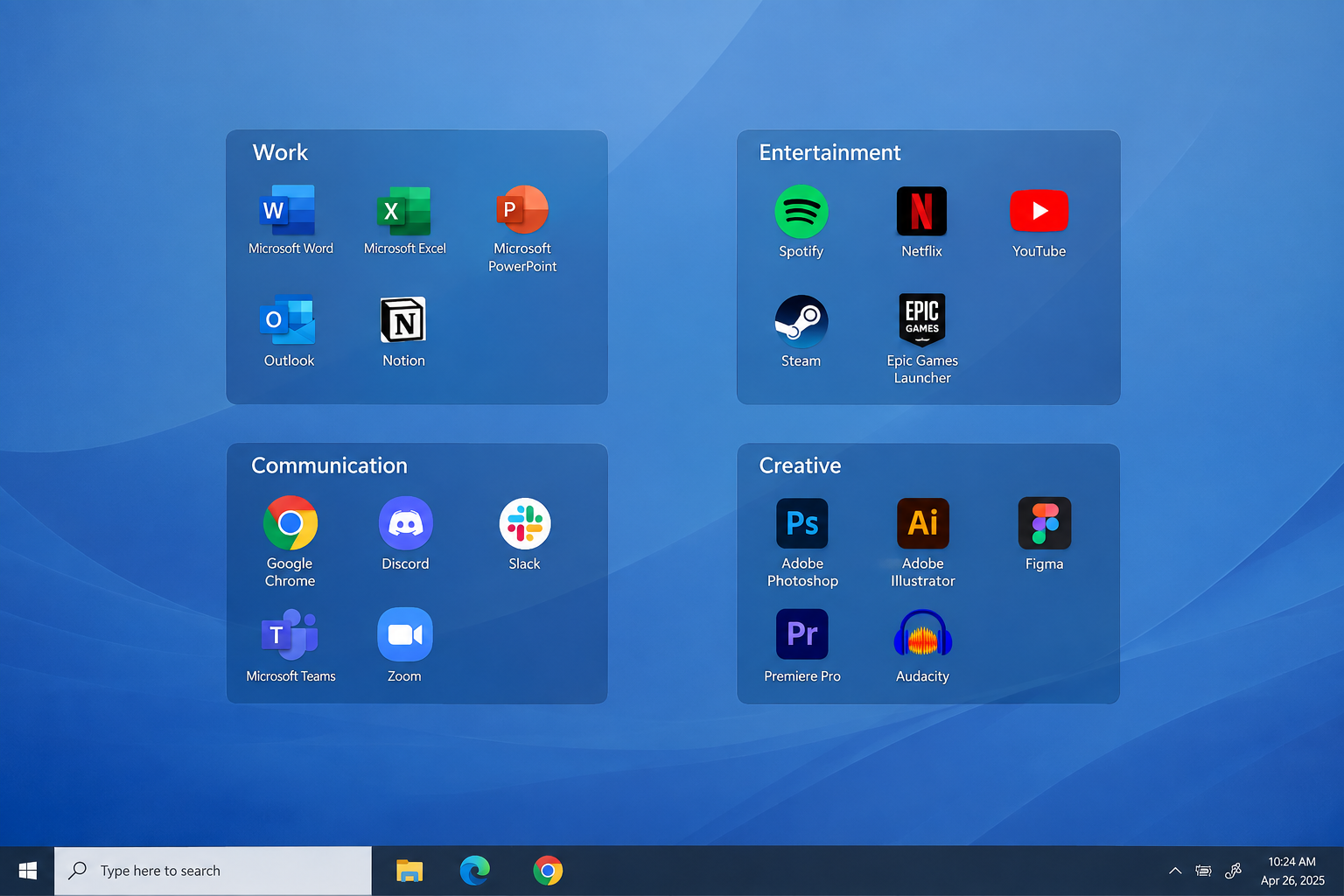 organize desktop icons by purpose