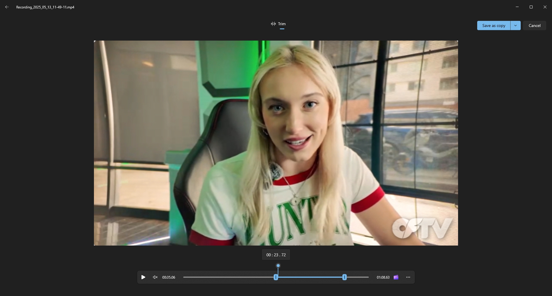 photos trim video and save as a copy
