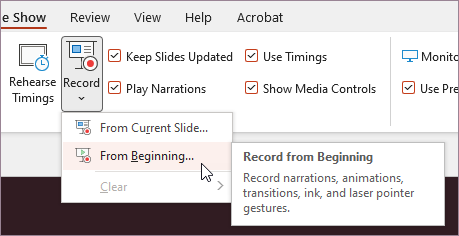 recurso de gravação de apresentação do PowerPoint