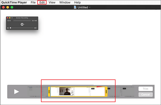 quicktime player open a video and trim