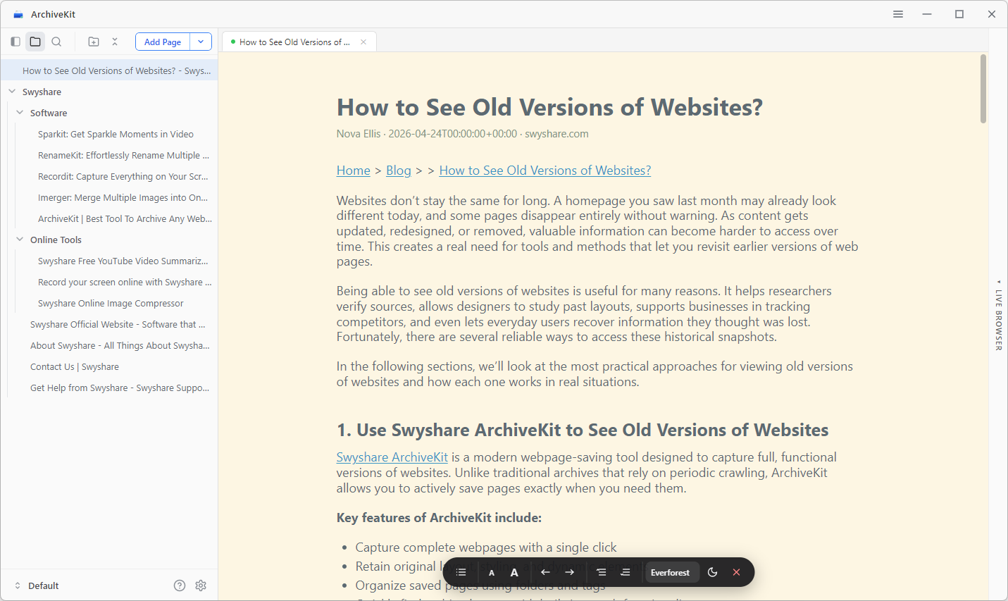read with archivekit reader mode