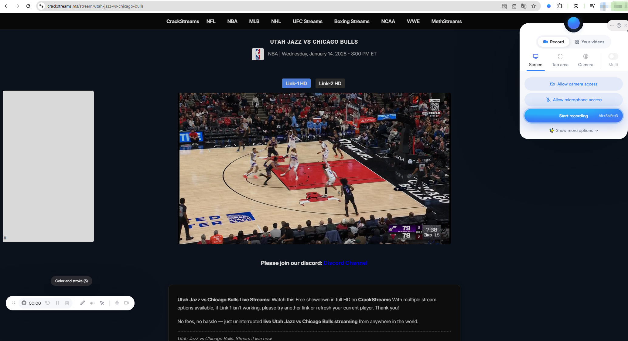 record crackstreams with recorder extension