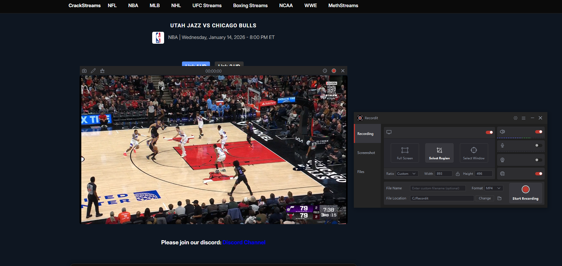 record crackstreams with recordit
