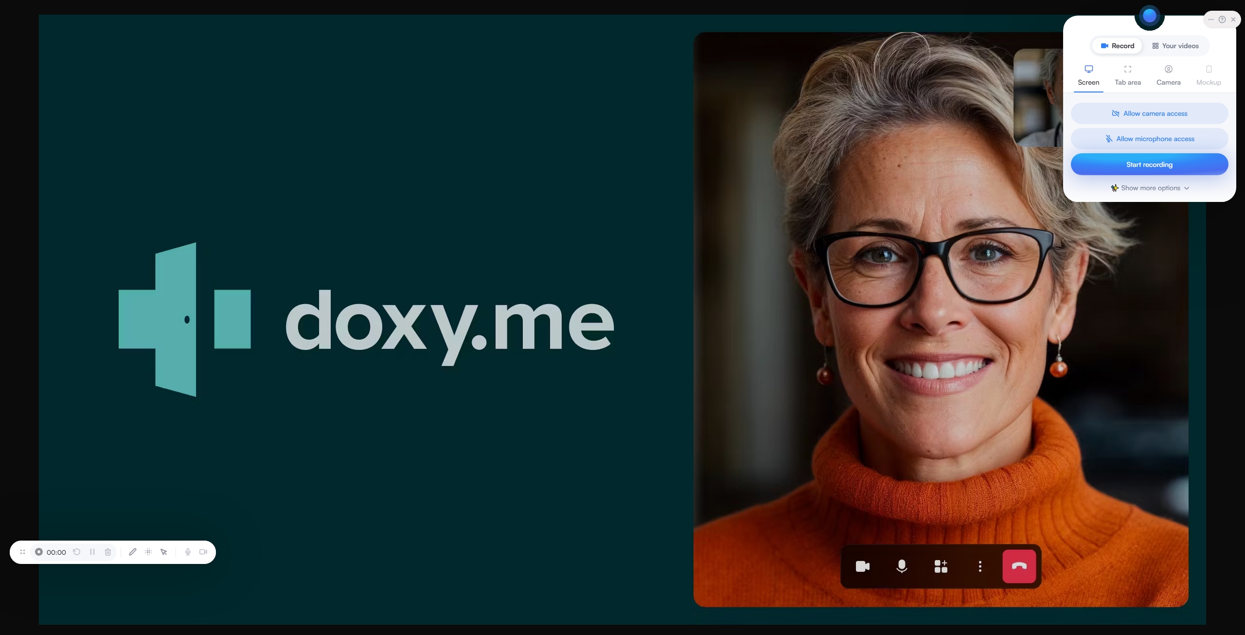 record doxy meeting with extension