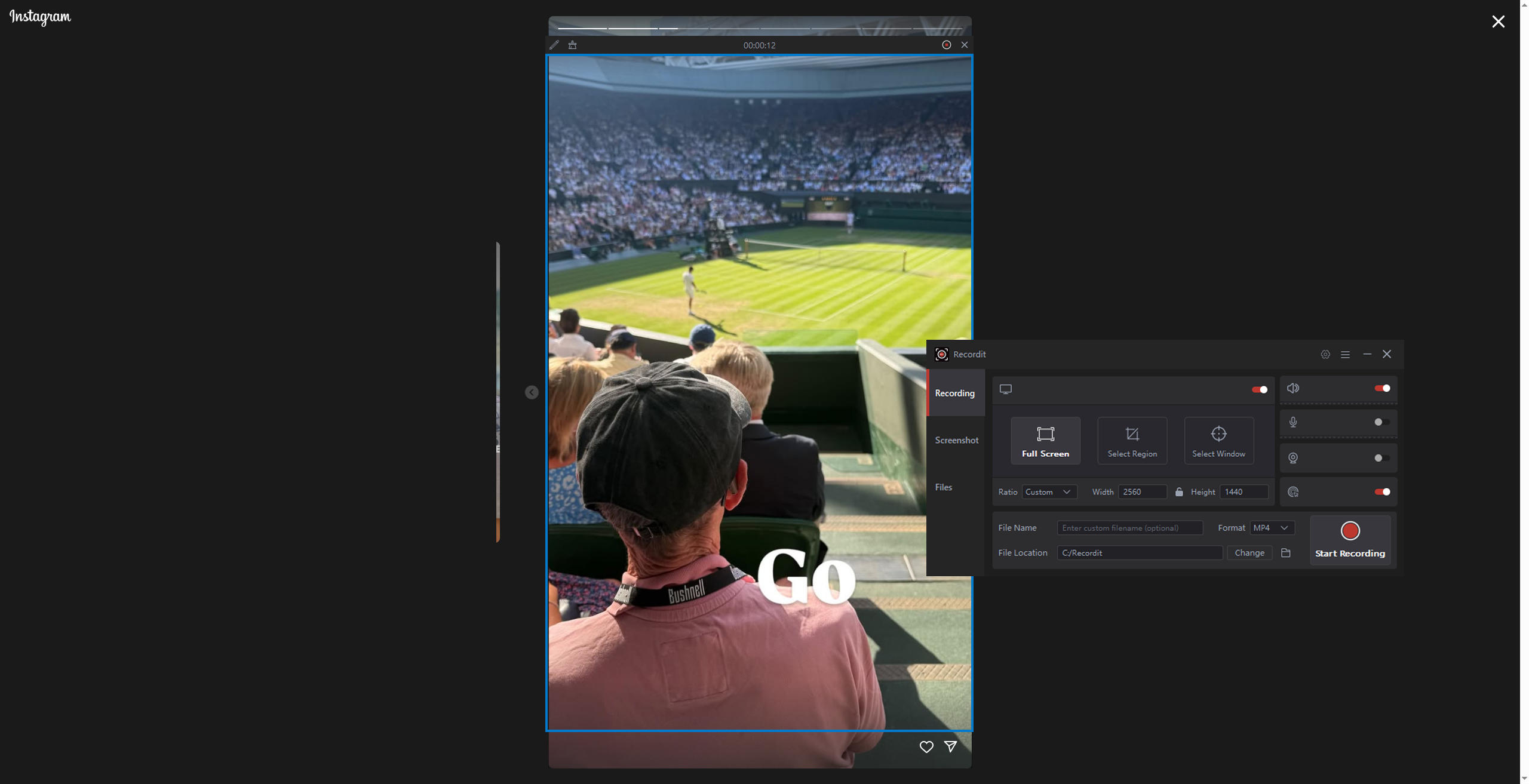 record instagram story with recordit
