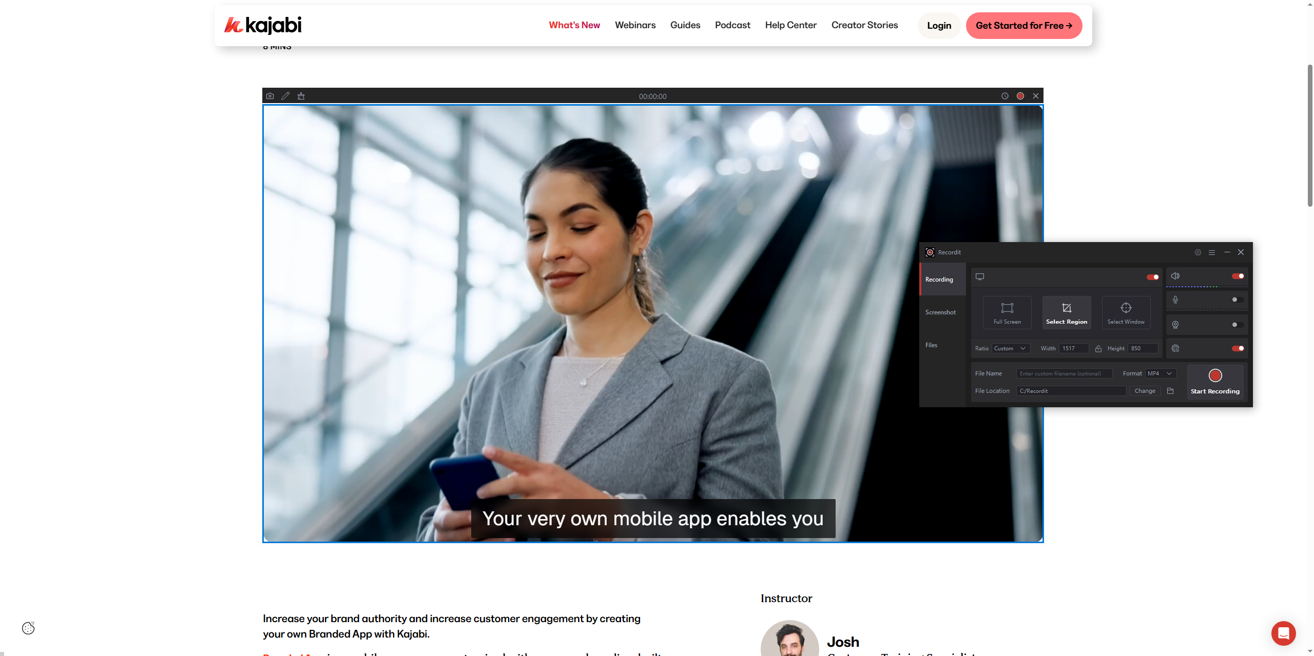 record kajabi video with recordit