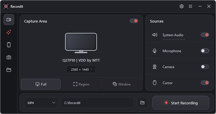 recordit 4 5 version main interface