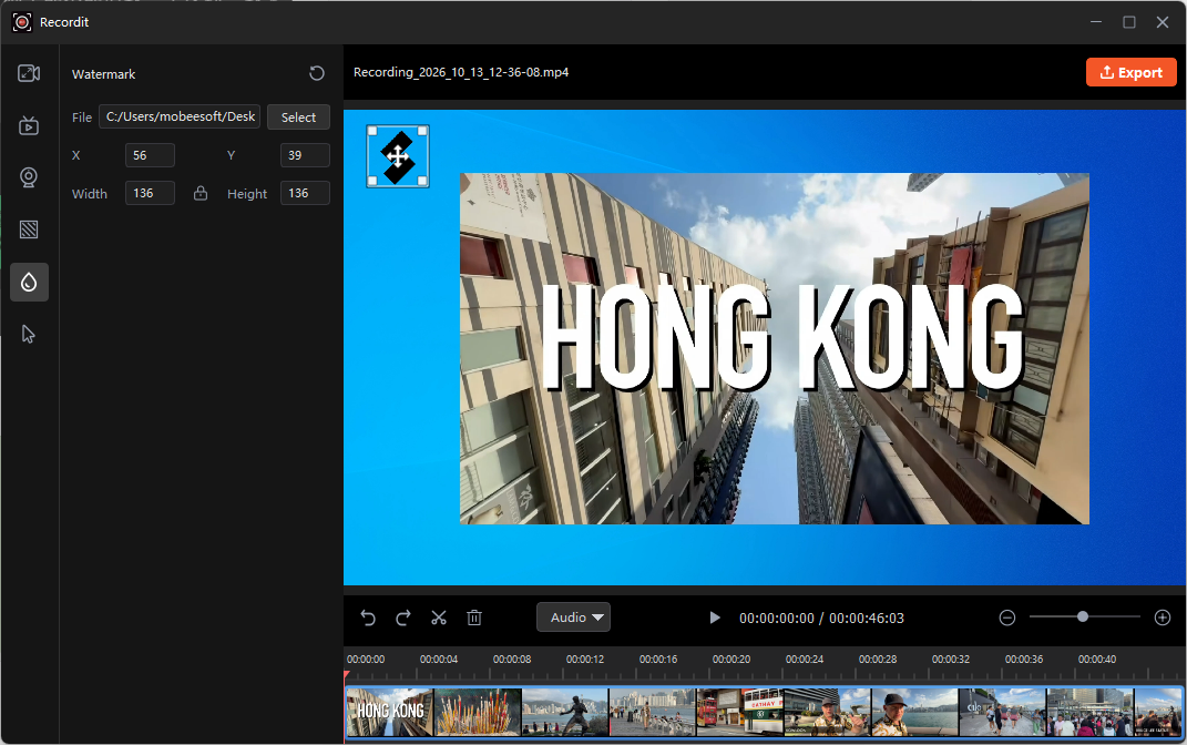 recordit add video watermark