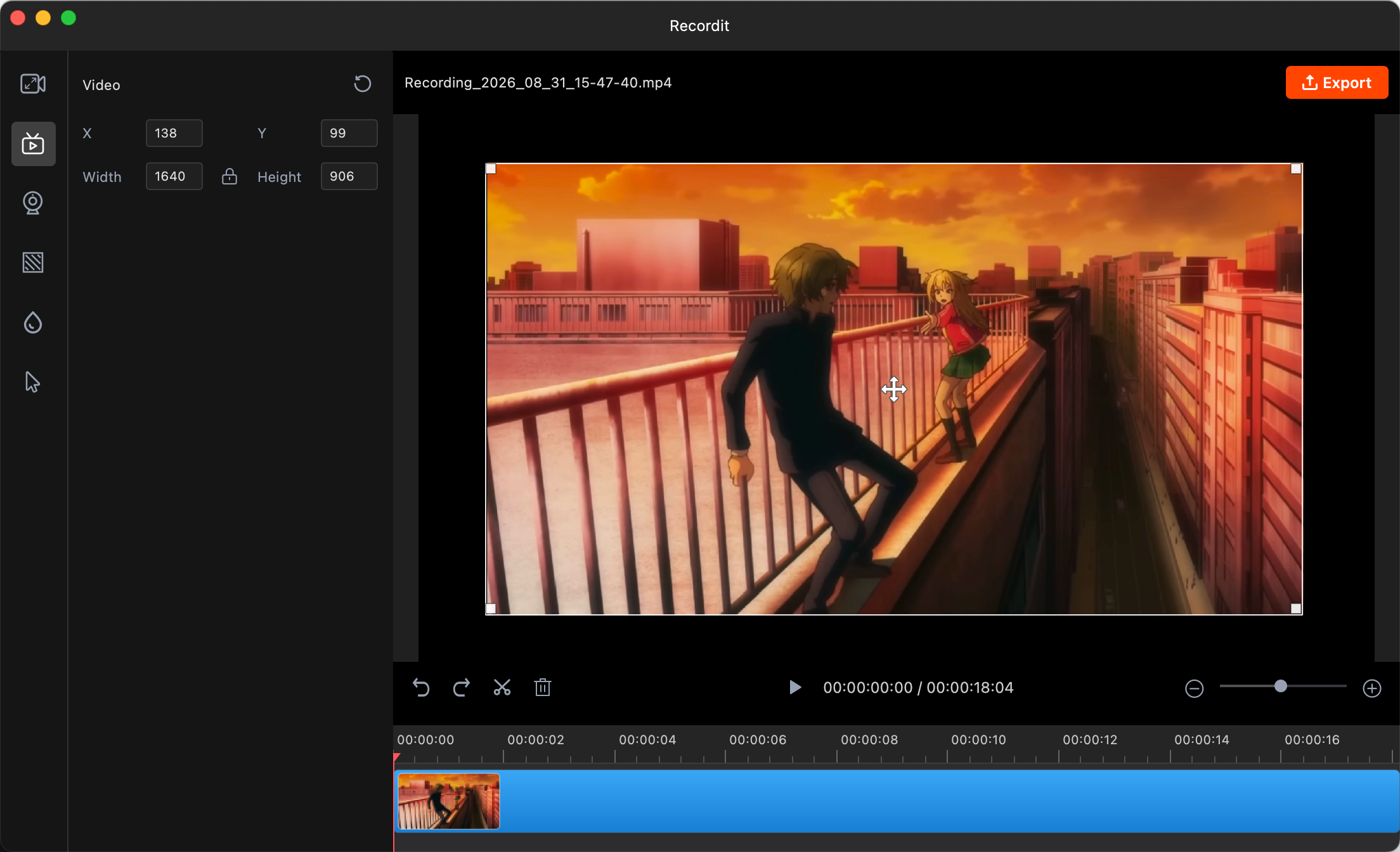 recordit adjust video position