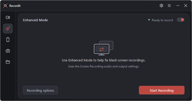 recordit enhanced mode start recording