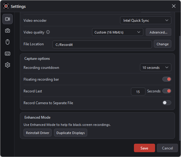 recordit enhanced mode