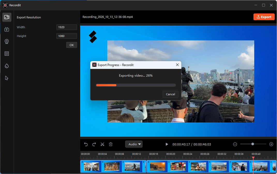 recordit exporting edited video