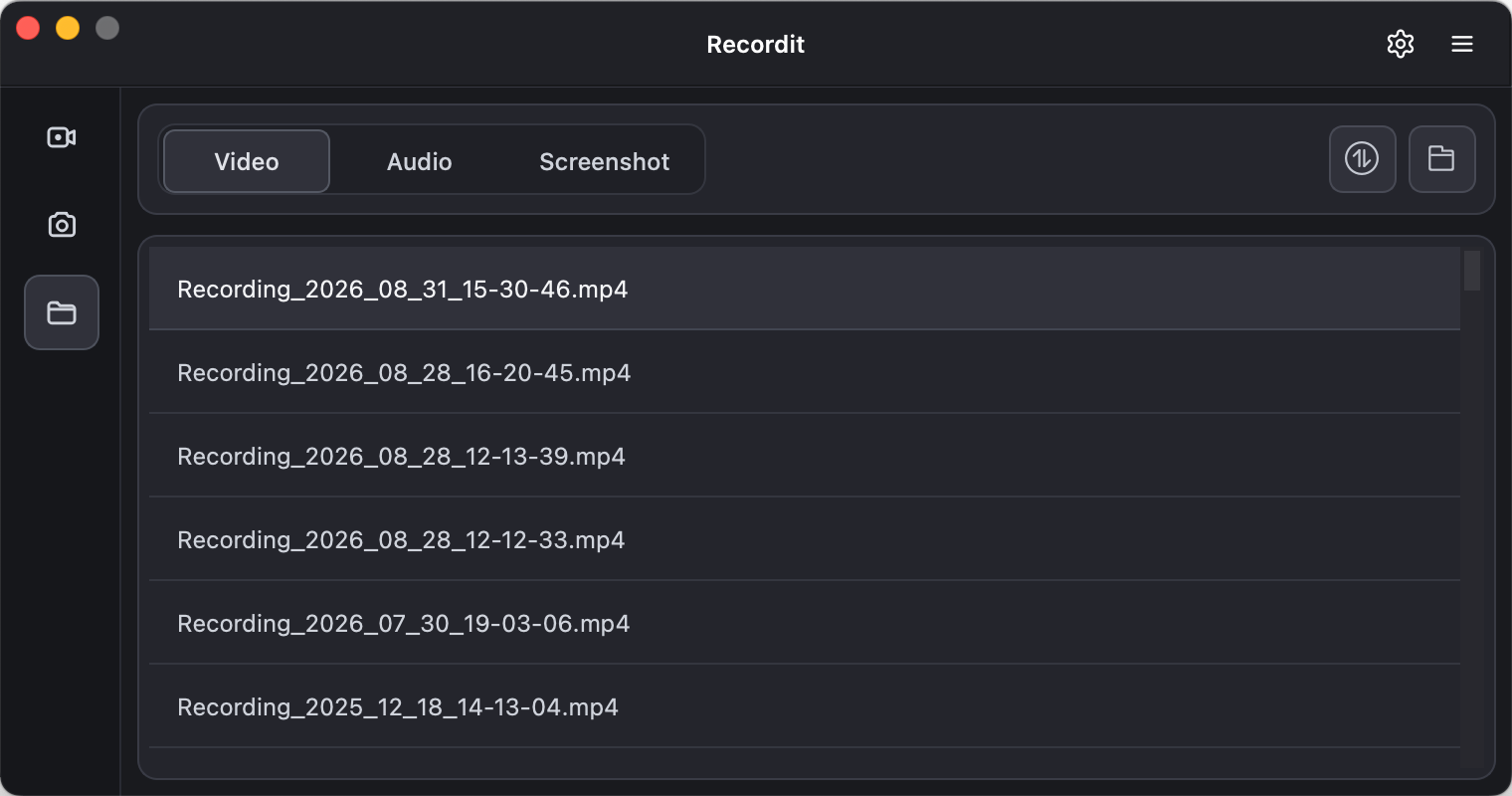 recordit files tab