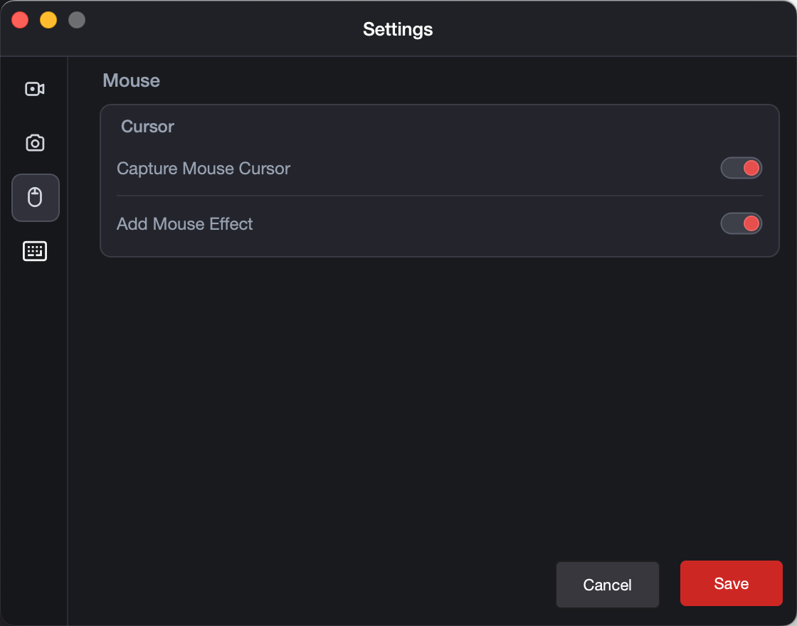 recordit mouse effect settings