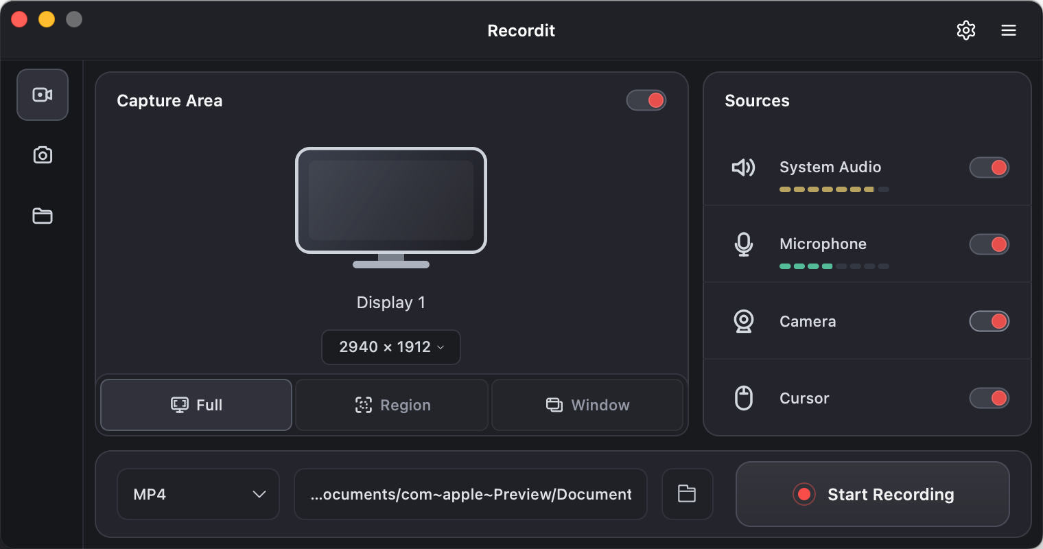 recordit new interface