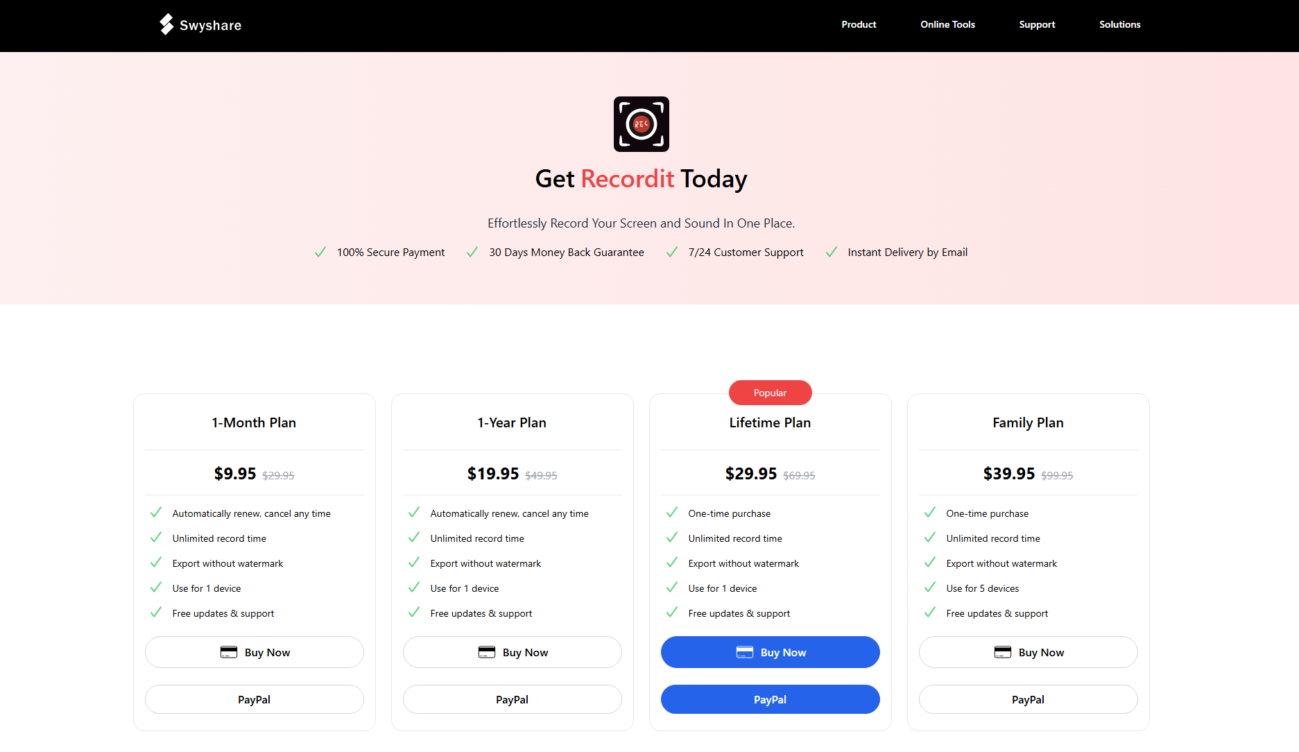 Novos preços do RecordIt