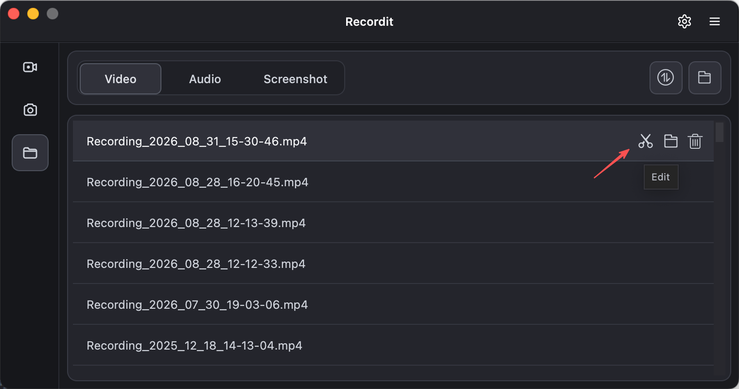 recordit open built in video editor