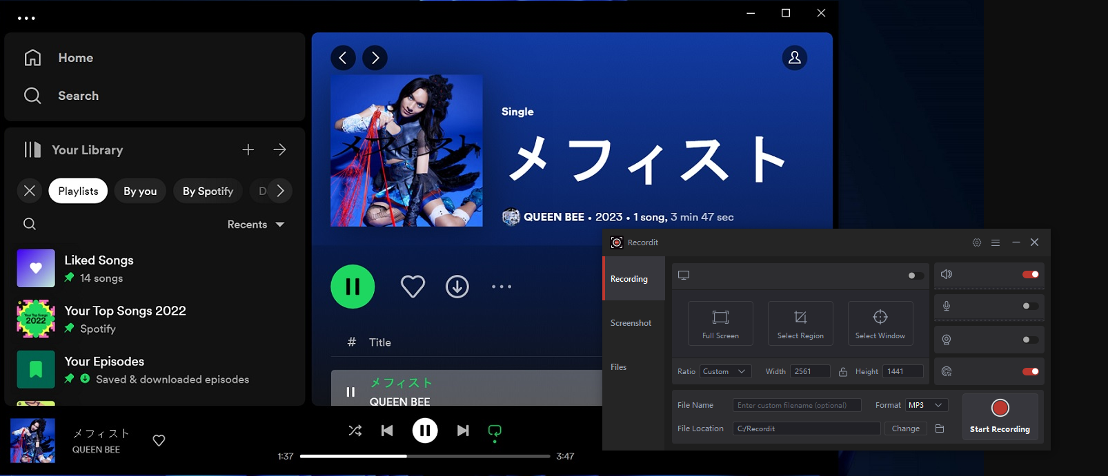 recordit record spotify music
