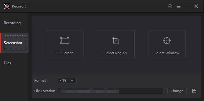 recurso de captura de tela do Recordit