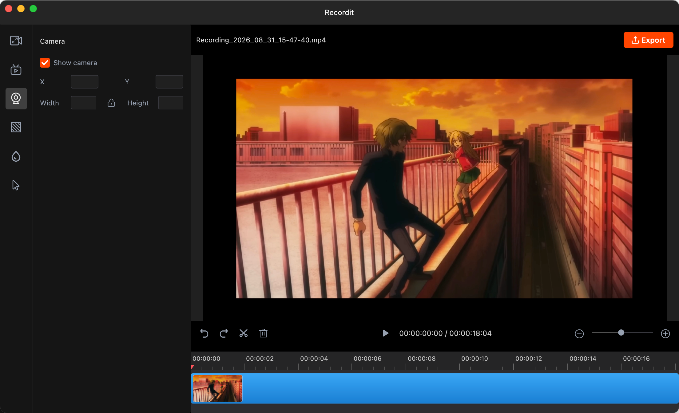 recordit show camera in recorded video