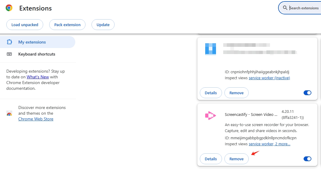 remover screencastify do chrome