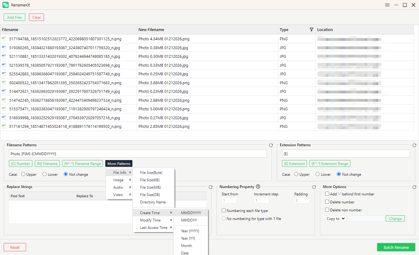 rename files to date with renamekit
