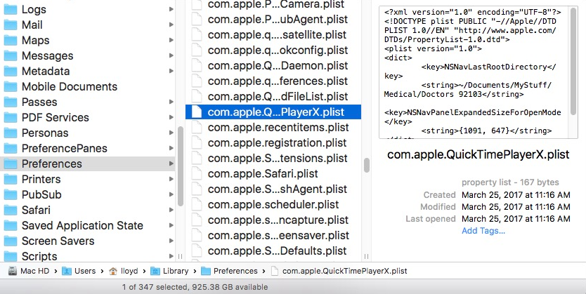 reset quicktime preferences