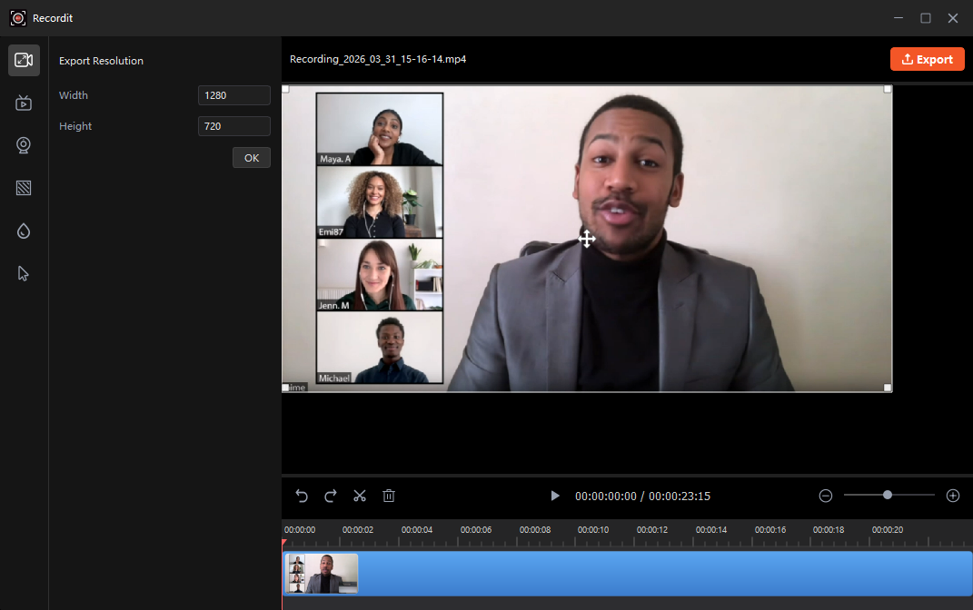 redimensionar vídeo gravado