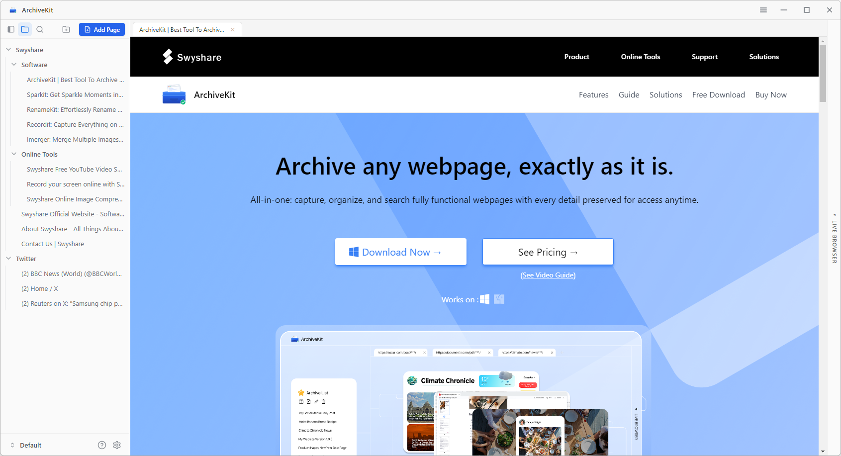 save archivekit page