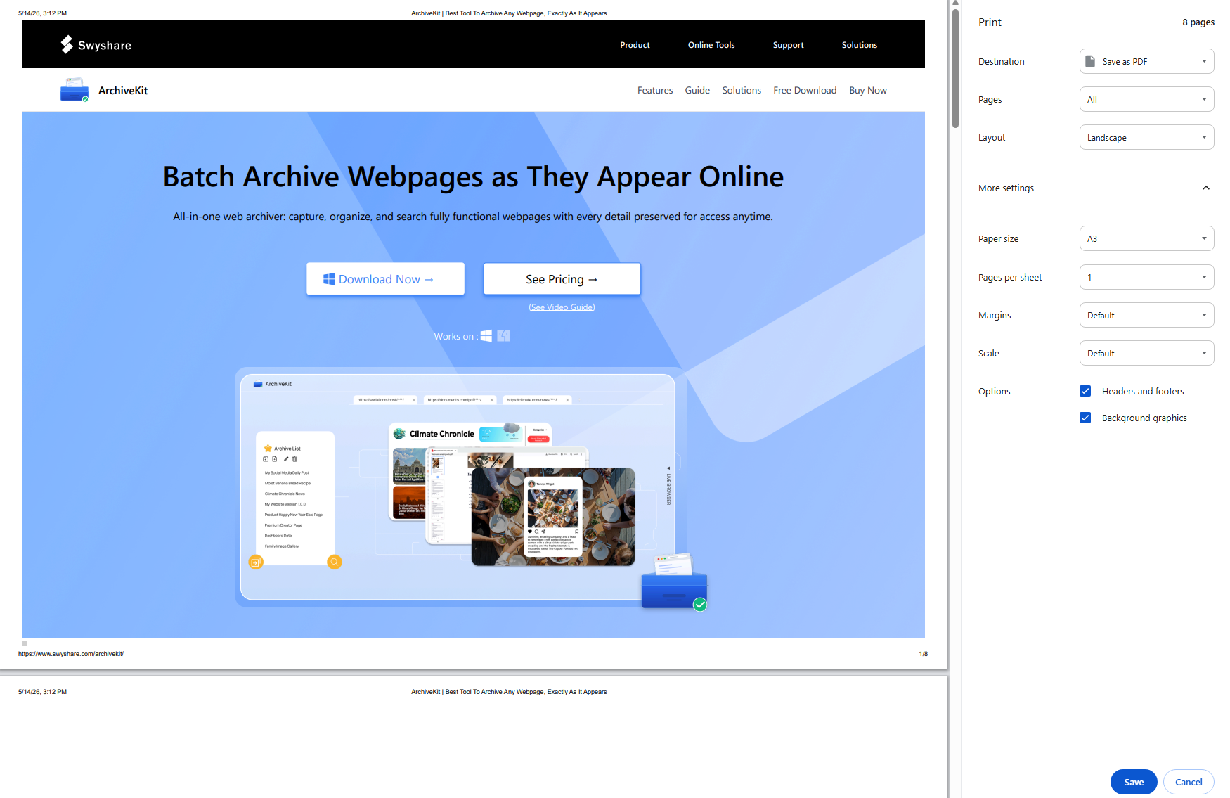 save page as pdf