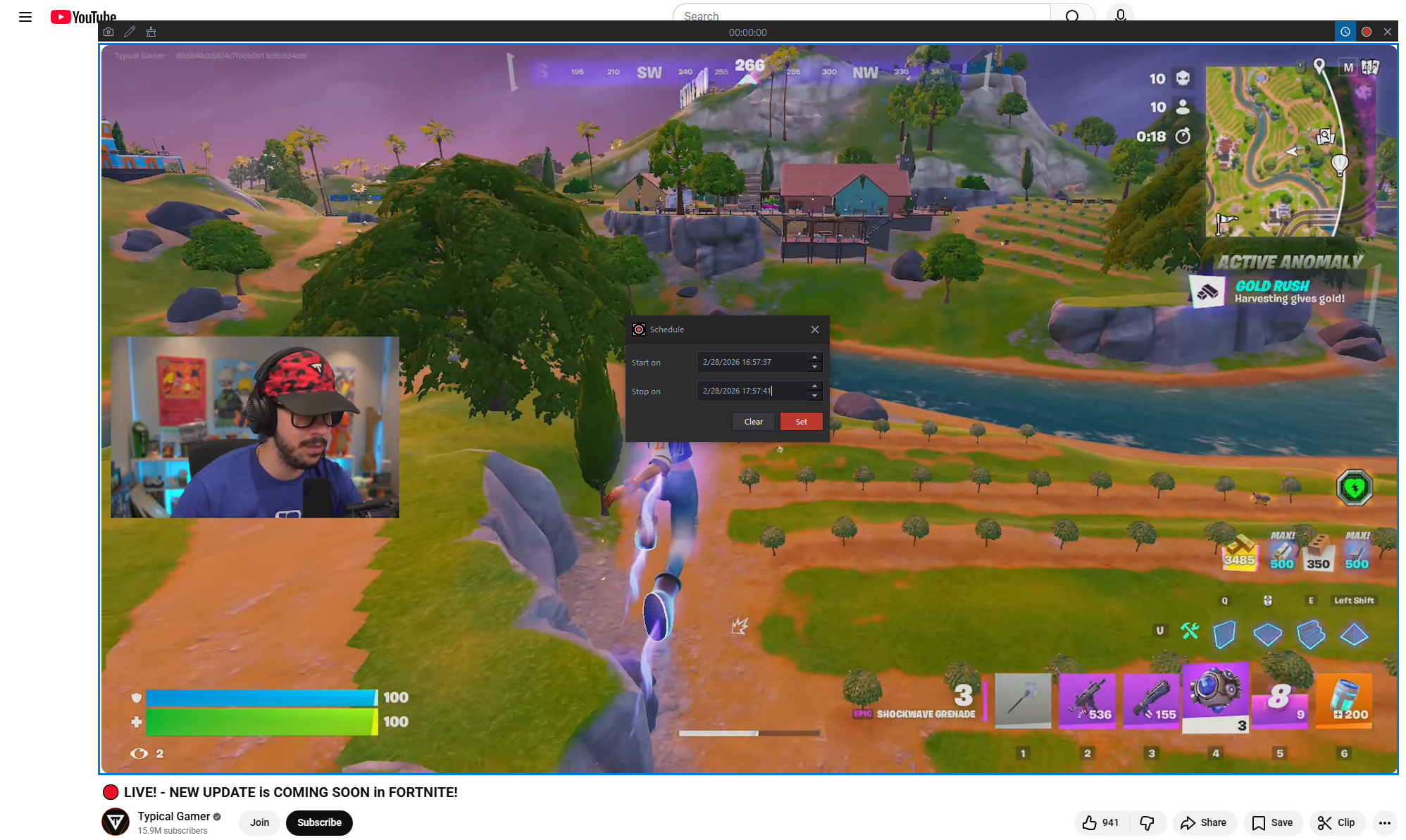 schedule recording youtube live