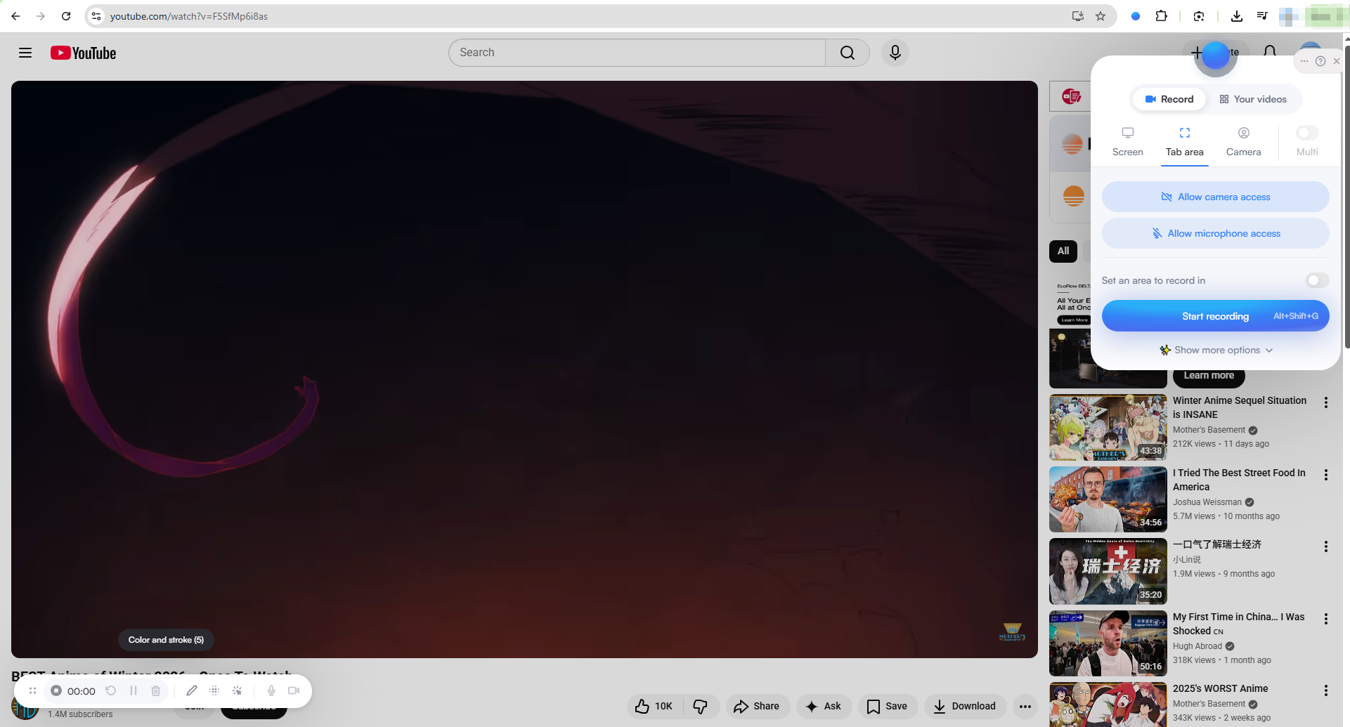 screenity choose record mode