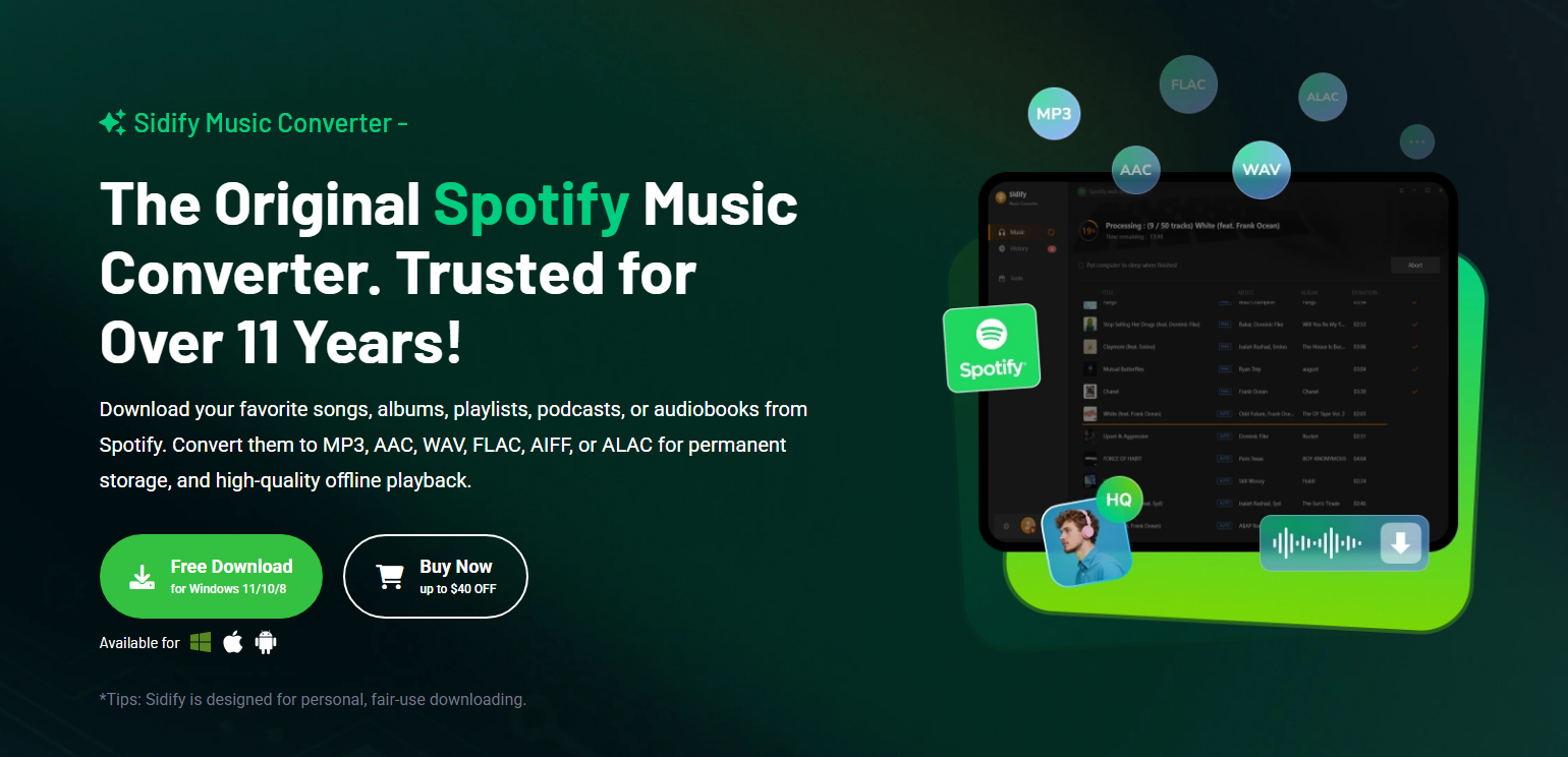 конвертер музыки sidify spotify