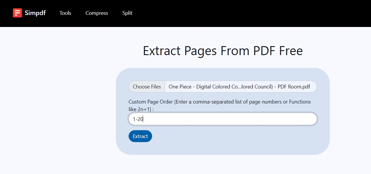simpdf extract pages from pdf