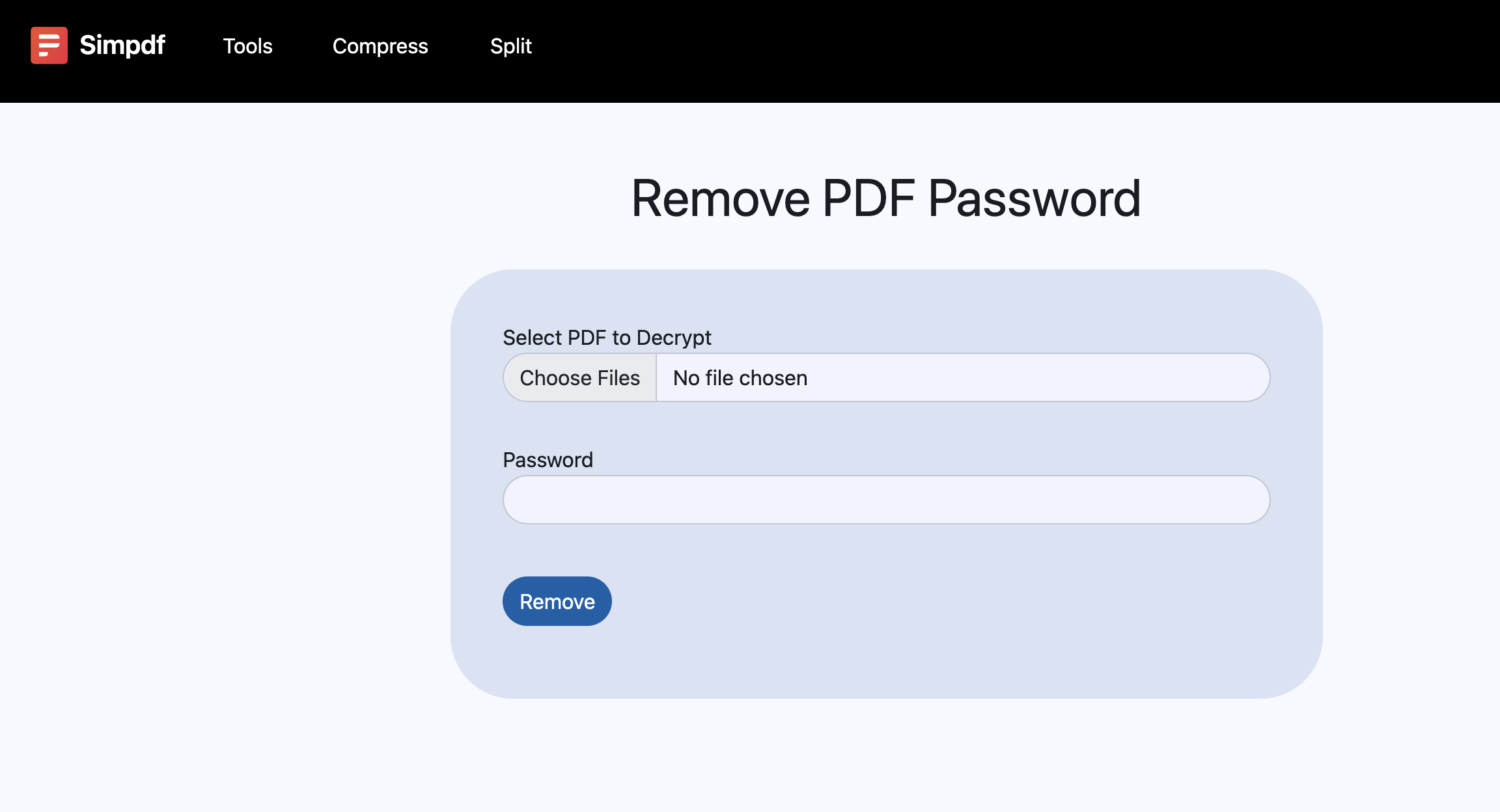 simpdf remove password