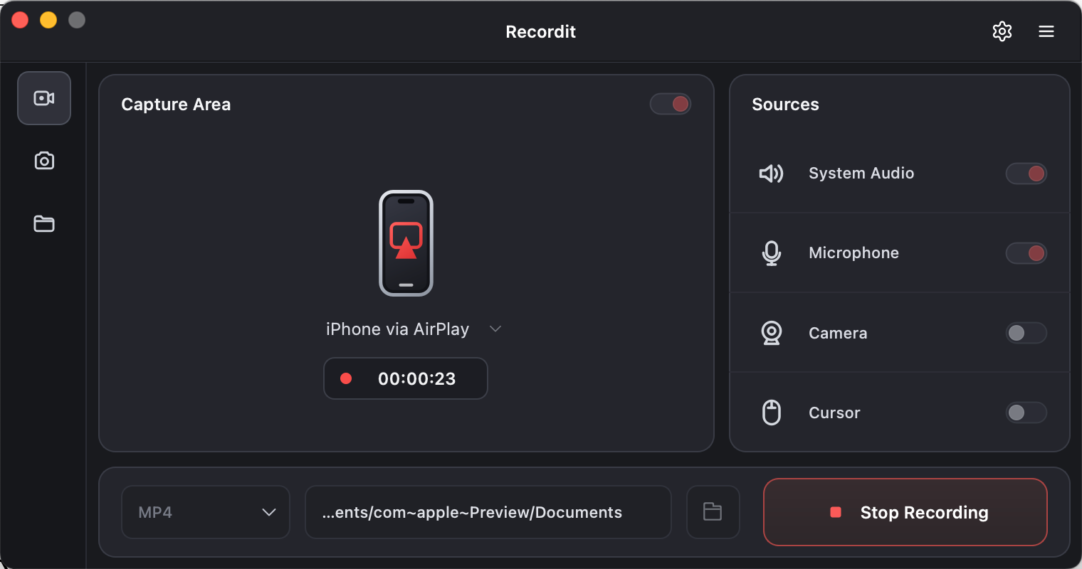stop recording iphone screen