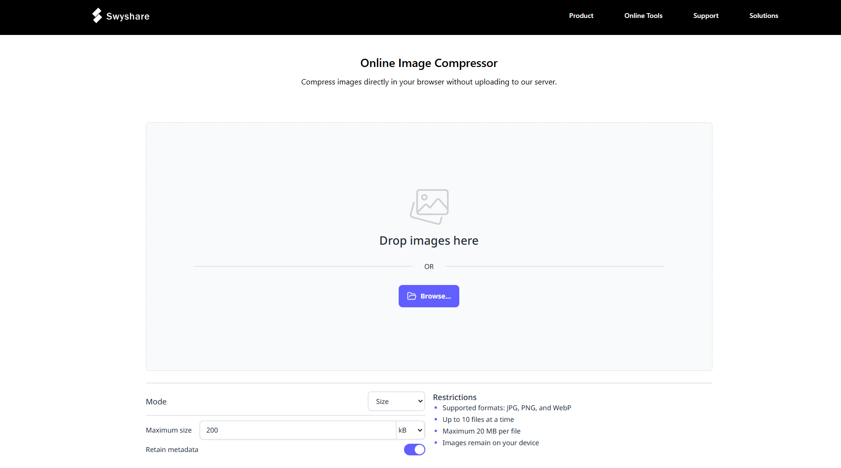swyshare online image compressor