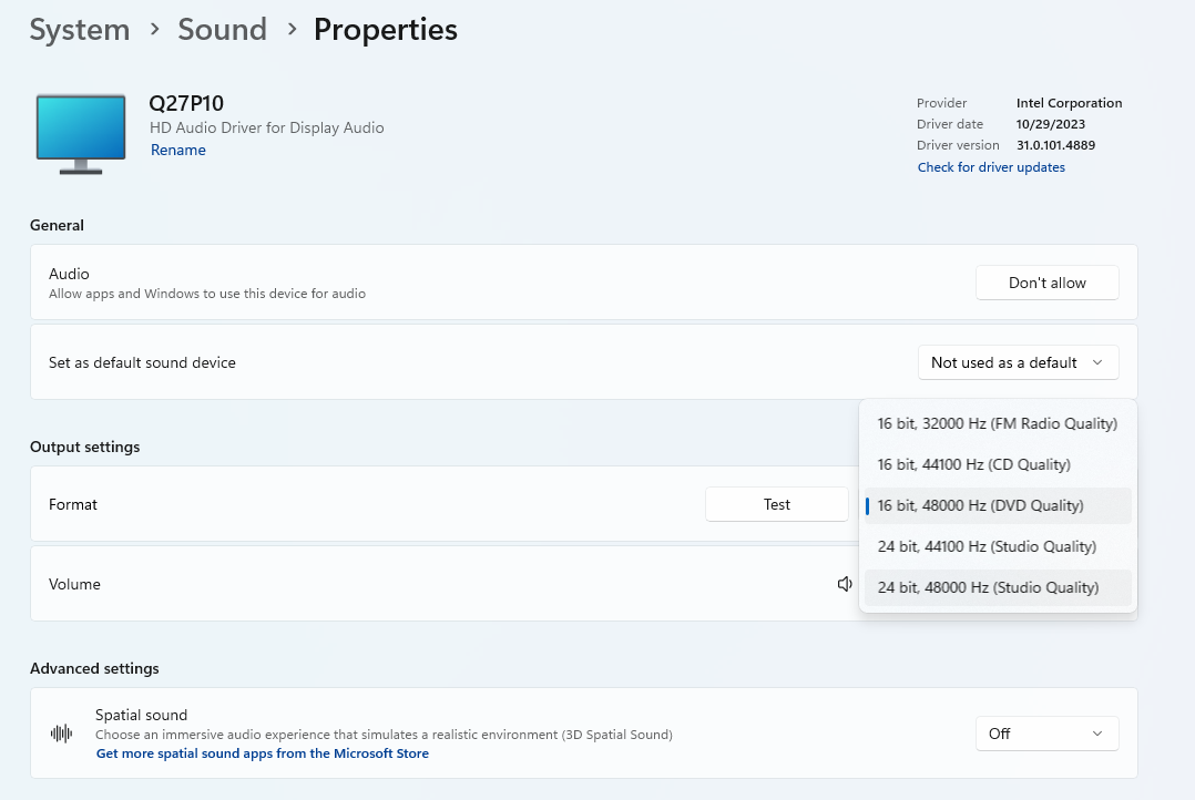system sound properties