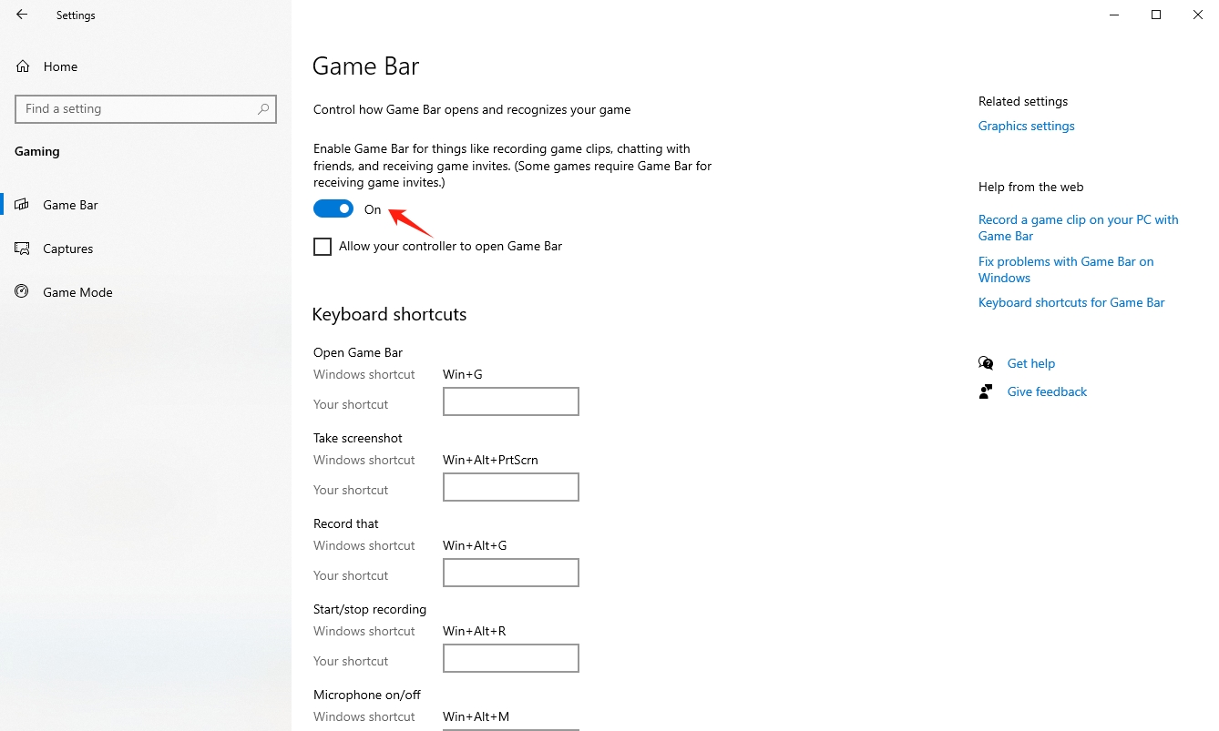 activer la barre de jeu