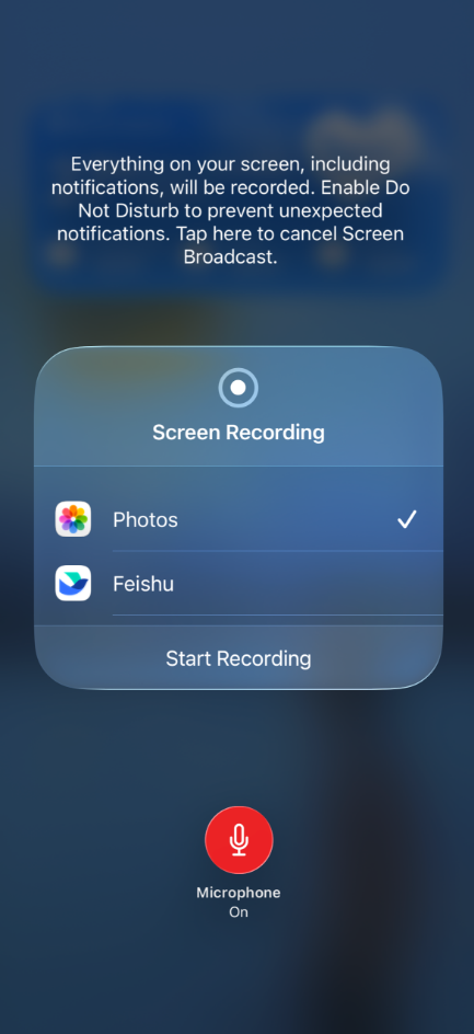 turn on microphone in iphone screen record