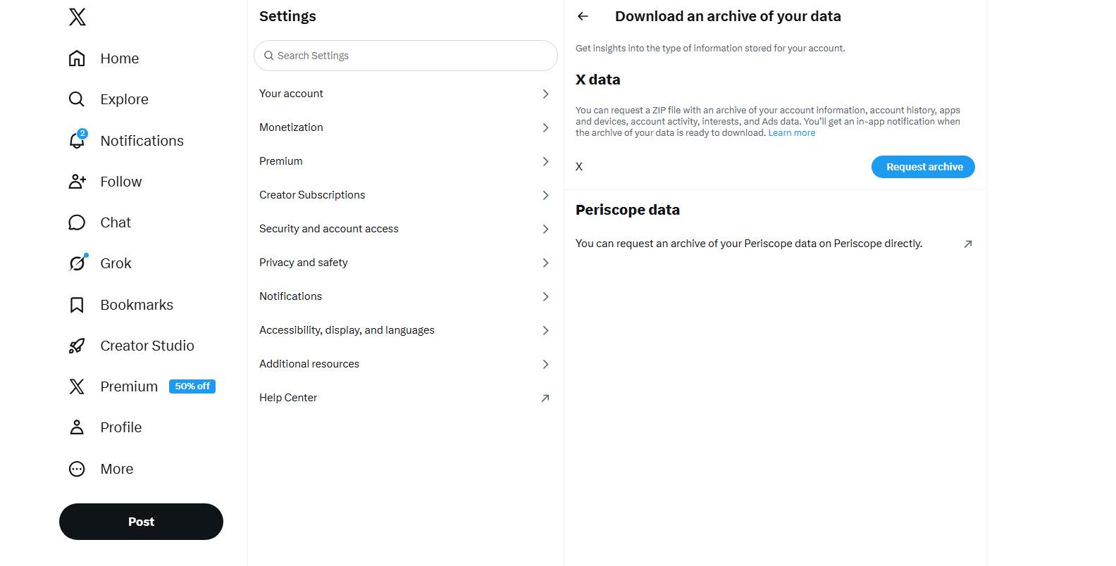 twitter download an archive of your data