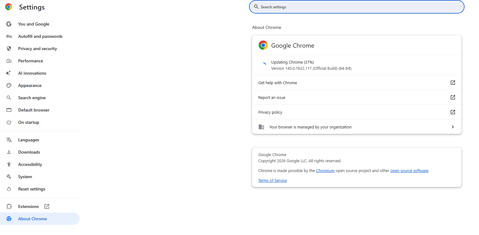 update chrome