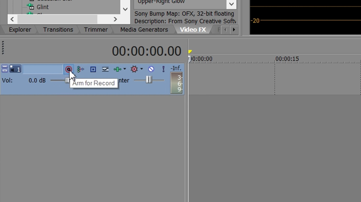 vegas pro arm for record