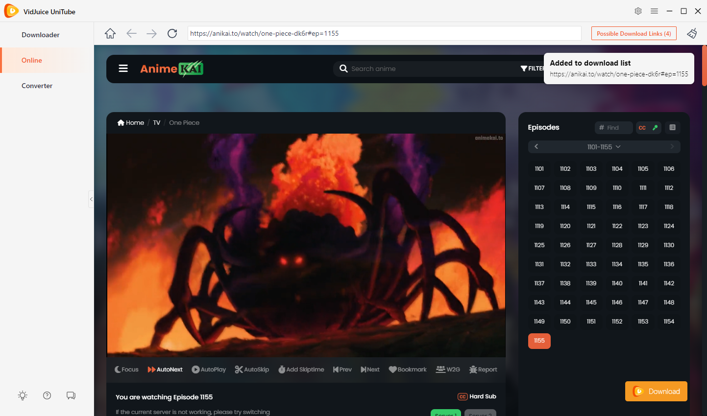vidjuice to animekai one piece