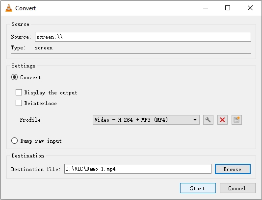 vlc start recording