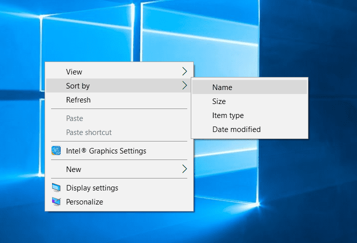 windows sort icons automatically