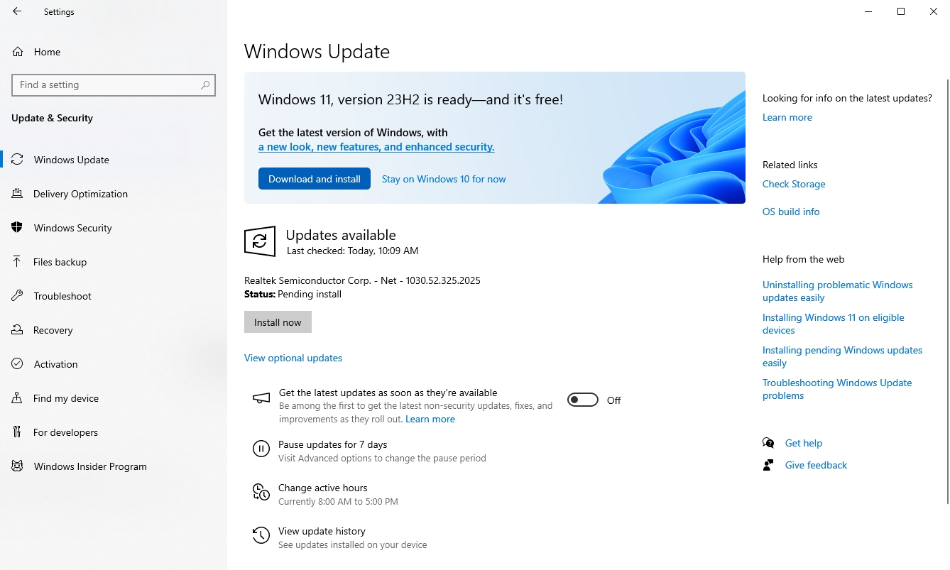 mise à jour de Windows