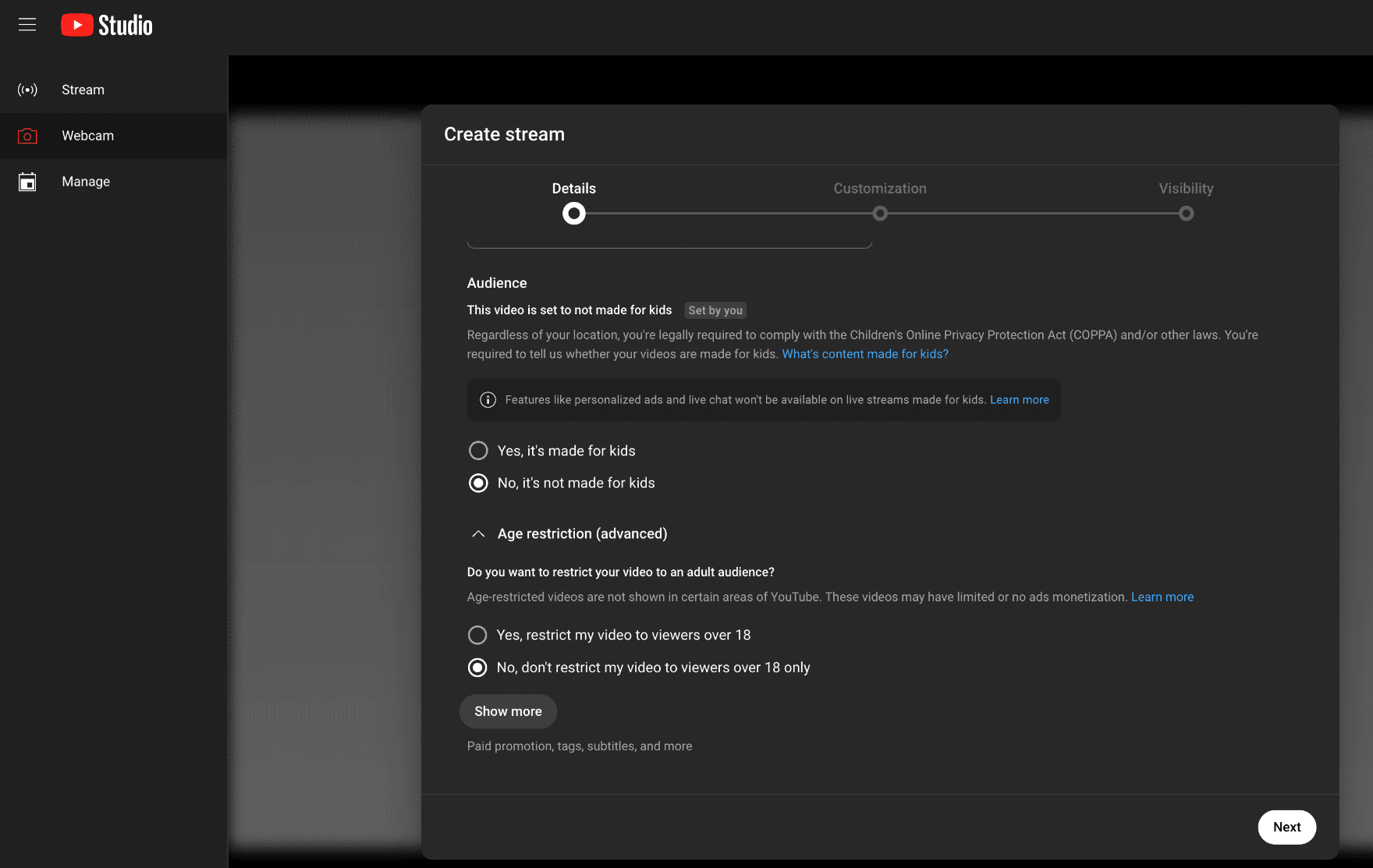youtube create stream