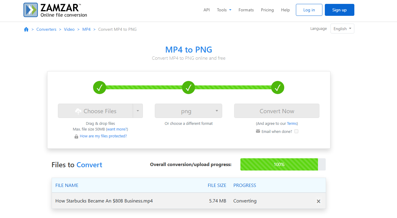 zamzar converting mp4 to png